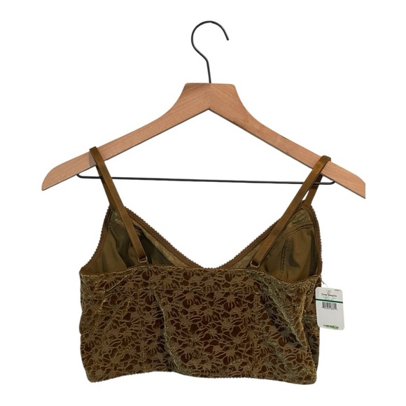 NWT Intimately Free People Carrie Flocked Floral Velvet Bralette, Olive Green, L - Picture 3 of 15